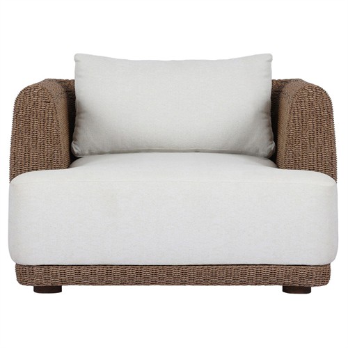 Nikka Coastal Beach Stained Brown Wicker Outdoor Lounge Chair