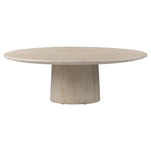 Regine Modern Classic Beige Concrete Round Outdoor Coffee Table