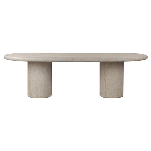 Regine Modern Classic Beige Concrete Oval Outdoor Dining Table - 102&quot;