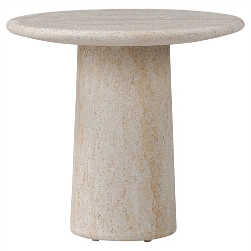 Regine Modern Classic Beige Concrete Round Pedestal Outdoor End Table