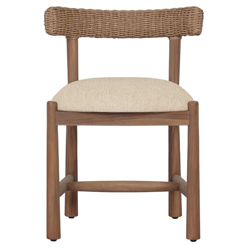 Cassel Coastal Beach Brown Teak Woven Outdoor Dining Chair