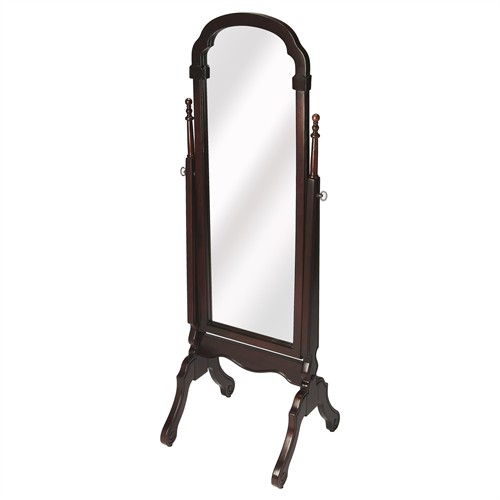 Merith Updated Traditional Dark Brown Wood Cheval Floor Mirror