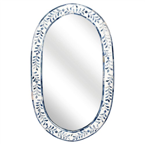 Casimir Coastal Beach Blue Bone Inlay Wall Mirror