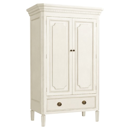 Camilla French Country Antique White Wood Armoire