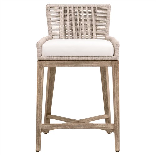 Orla Coastal Beach Cream Performance Grey Mahogany Wood Counter Stool