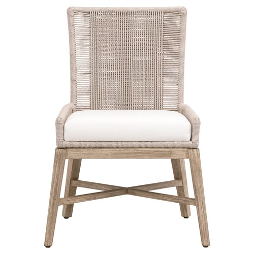 Orla Coastal Cream Performance Grey Wood Woven Dining Chair - Set of 2
