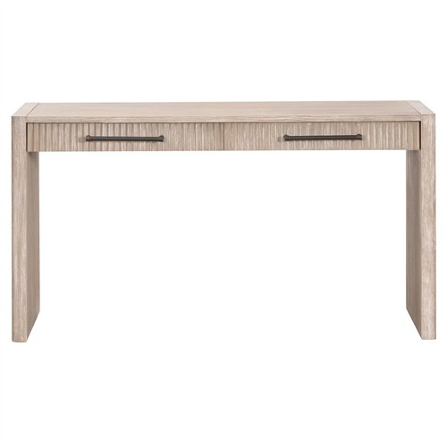Cayson Coastal Beach Grey Acacia Wood Rectangular Console Table