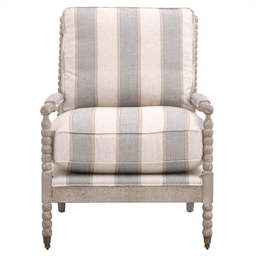 Charlize Modern Classic Beige Striped Oak Club Arm Chair