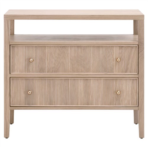 Mira Coastal Beach Natural Oak Wood Wide Nightstand