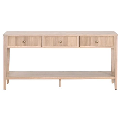 Mira Coastal Beach Natural Oak Rectangular Console Table