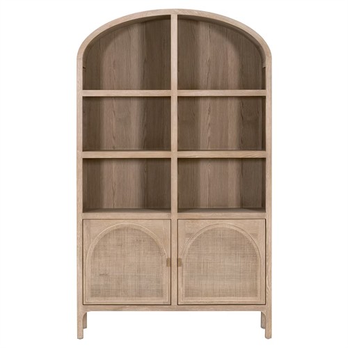 Logen Coastal Beach Smoke Gray Oak Storage Bookcase