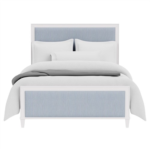 Riona Coastal Beach Blue Striped Performance White Wood Bed - Full