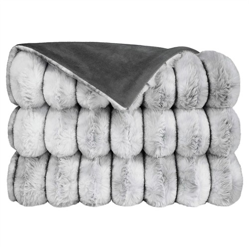 Audrey Modern Classic Grey Faux Fur Throw Blanket