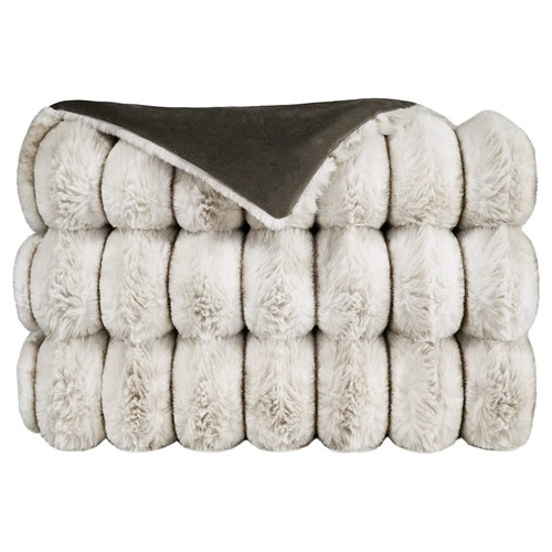 Audrey Modern Classic Cream Faux Fur Throw Blanket