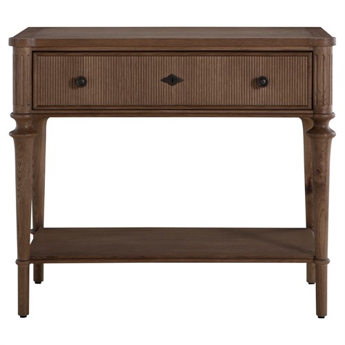 Andrea French Country Natural Brown Oak Wide Nightstand