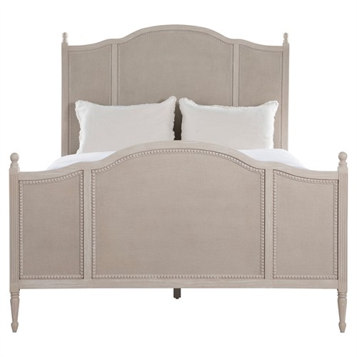 Caroline Updated Traditional Cerused White Mahogany Wood Bed - Queen