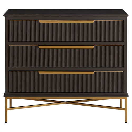 Riggs Modern Classic Sesame Black Mahogany Wood Brass Metal Bachelor Chest