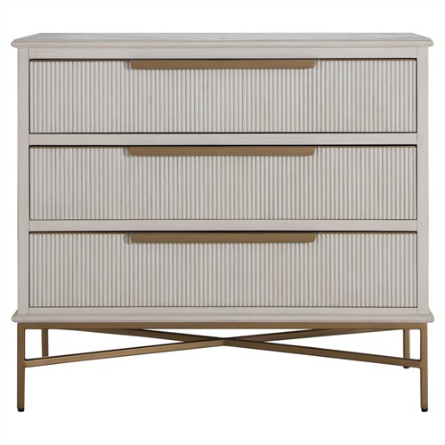 Riggs Modern Classic Antique White Mahogany Wood Gold Metal Bachelor Chest