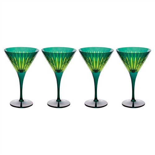 L&#39;Objet Prism Modern Classic Green Martini Glass - Set of 4