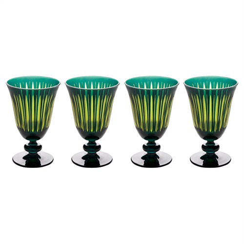 L&#39;Objet Prism Modern Classic Green Wine Glass - Set of 4