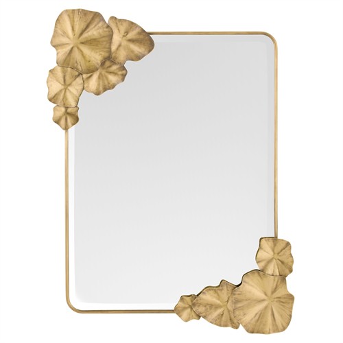 Ismerie Updated Traditional Antique Brass Floral Accent Wall Mirror