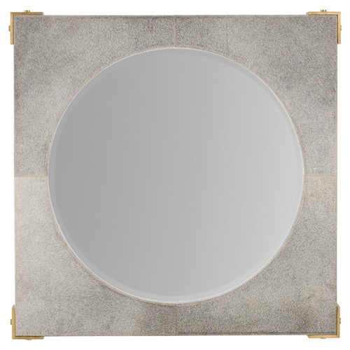 Kristen Modern Classic Grey Hair On Hide Wall Mounted Mirror