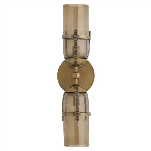 Jacobson Updated Traditional Smoke Glass Antique Brass Sconce