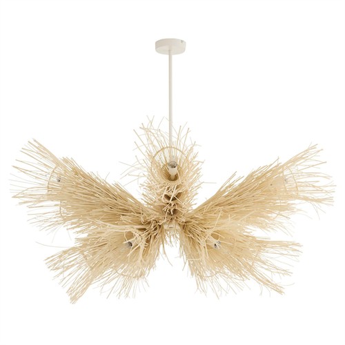 Kauai Coastal Beach Bleached Woven Rattan Chandelier