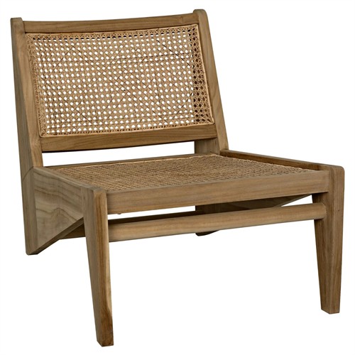 Frank Coastal Beach Cane Teak Accent Chair