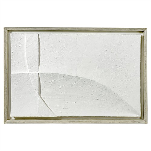 Palecek Hallie Coastal Beach White Textured 3D Stonecast Mixed Media - 33x49