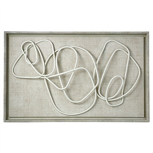 Palecek Whitney Coastal Beach White Twisted Rattan Pole Mixed Media - 45x72