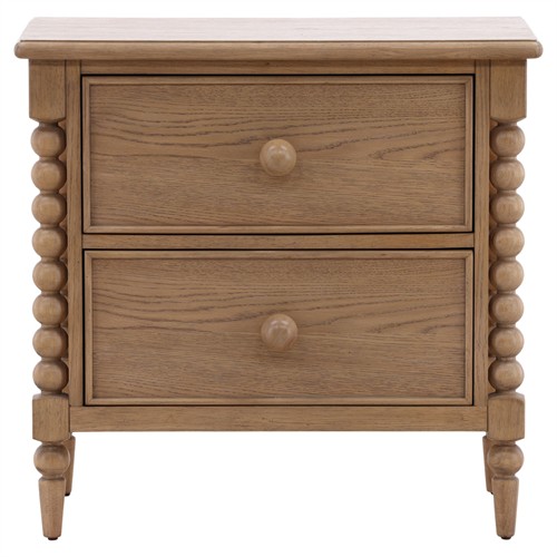 Calypso Updated Traditional Natural Oak Bobbin Nightstand