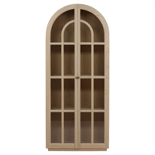 Charles Modern Classic Natural Brown Wood Arched Display Cabinet
