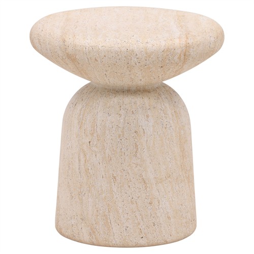 Marius Modern Classic Beige Concrete Round Outdoor End Table