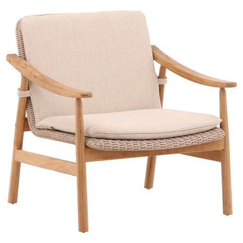 Penny Coastal Beach Natural Teak Woven Outdoor Lounge Arm Chair