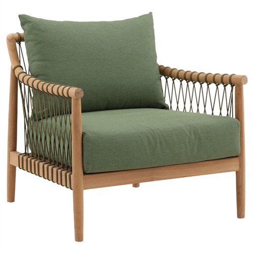 Quinn Coastal Beach Natural Teak Outdoor Lounge Arm Chair