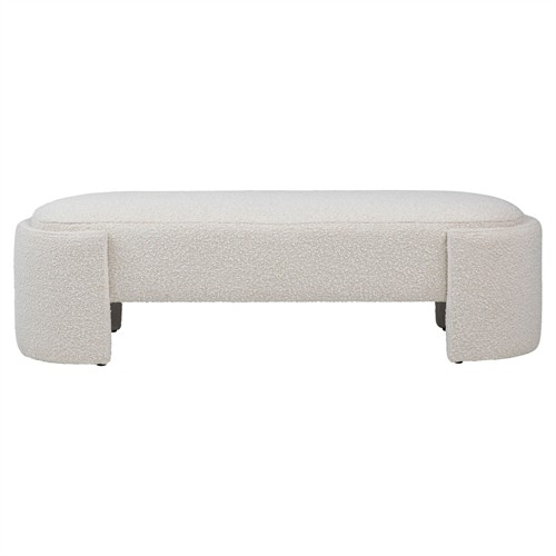 Riona Modern Classic Off White Boucle Performance Bedroom Bench