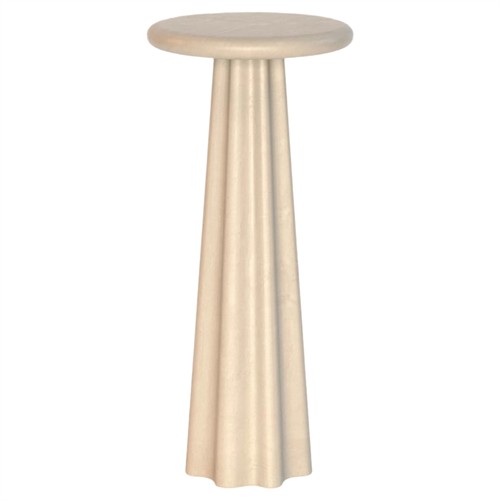 Ysella Modern Classic Beige Concrete Pedestal Round Outdoor Drink Table