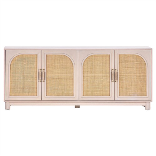 Alarisse Coastal Beach Vanilla Oak Woven Cane Sideboard