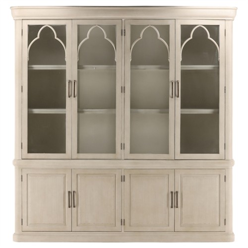 Martineau French Country Cream Wood Double China Cabinet