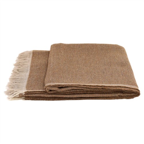 Yasmin Modern Classic Light Brown Alpaca Woven Throw Blanket