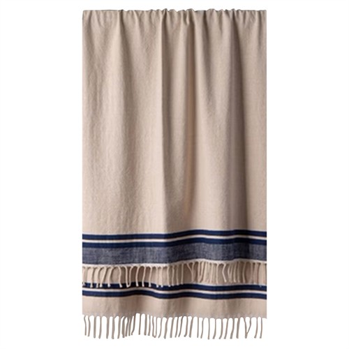Lauren Coastal Beach Cream Cotton Woven Throw Blanket