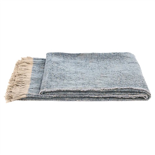 Yvonne Updated Traditional Blue Cotton Woven Throw Blanket
