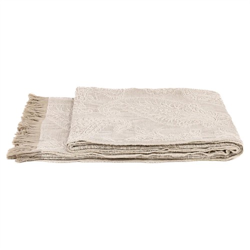 Yvonne Updated Traditional Beige Cotton Woven Throw Blanket