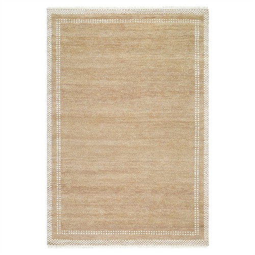 Kenzo Updated Traditional Brown Wool White Border Patterned Rug - 6&#39;x9&#39;