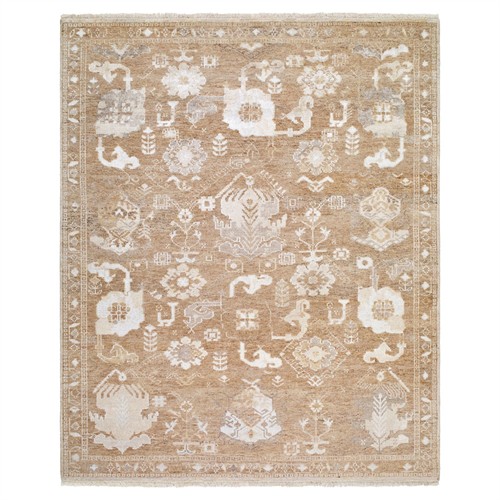 Levran Updated Traditional Brown Oushak Patterned Rug - 6&#39;x9&#39;