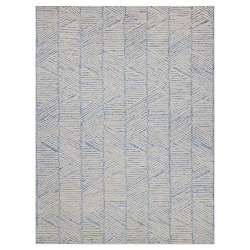 Dahlia Coastal Beach Blue Wool ZigZag Patterned Rug - 4&#39;x6&#39;