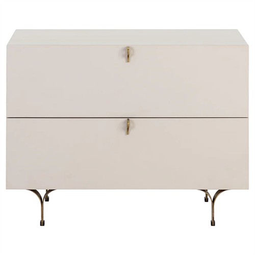 Macias French Country Cream Acacia Wood Nightstand - 30&quot;