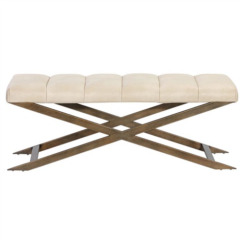 Hanalyn Modern Classic Cream Faux Leather Tufted Bedroom Bench