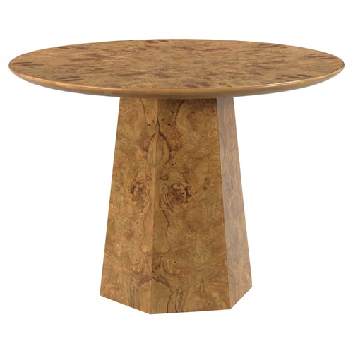 Beckner Modern Classic Brown Burl Round Dining Table - 42&quot;